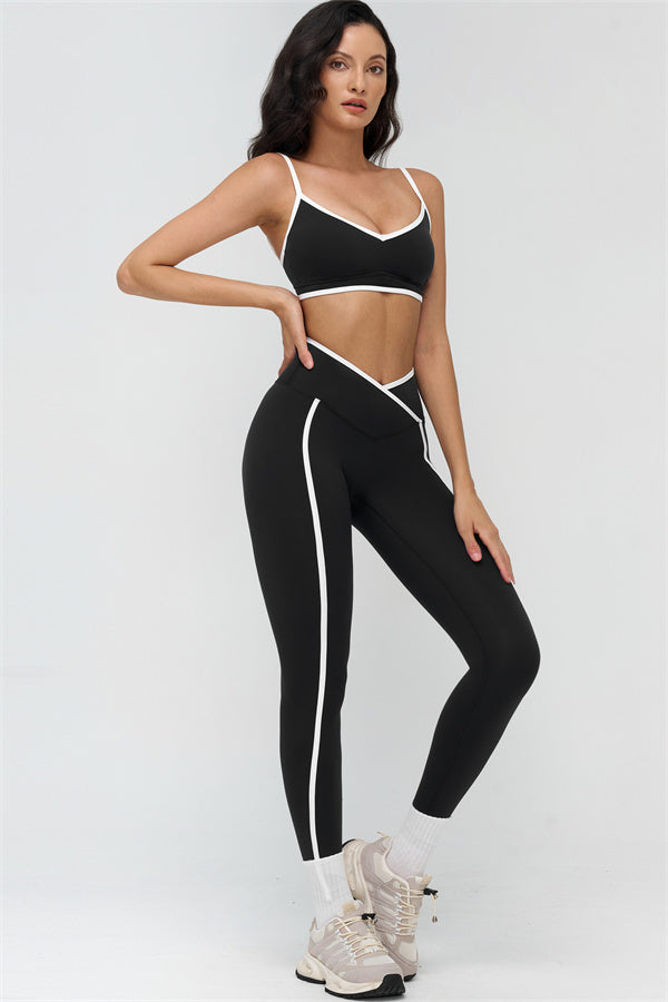 Fitglutes Activewear sports bra and leggings set featuring contrast design, ideal for gym workouts and activewear routines.