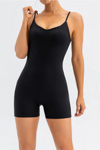 Trendsi women's spaghetti strap round neck romper, active wear, lightweight fabric, casual style, sleeveless design, front view