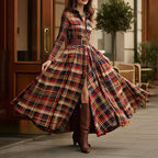 Women's printed lapel slim-fit dress by Plush Fashion Hub featuring a casual, elegant design with a stylish print and tailored fit.