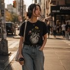 Wear Your Worship Growing Through What Broke Me T-shirt, black cotton tee with printed inspirational message, casual and comfortable.