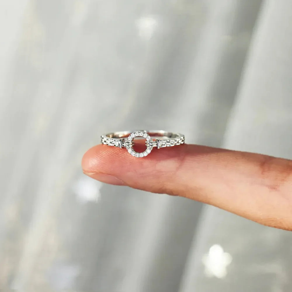 925 sterling silver ring with inlaid zircon stones, featuring a sleek design and polished finish from Plush Fashion Hub.