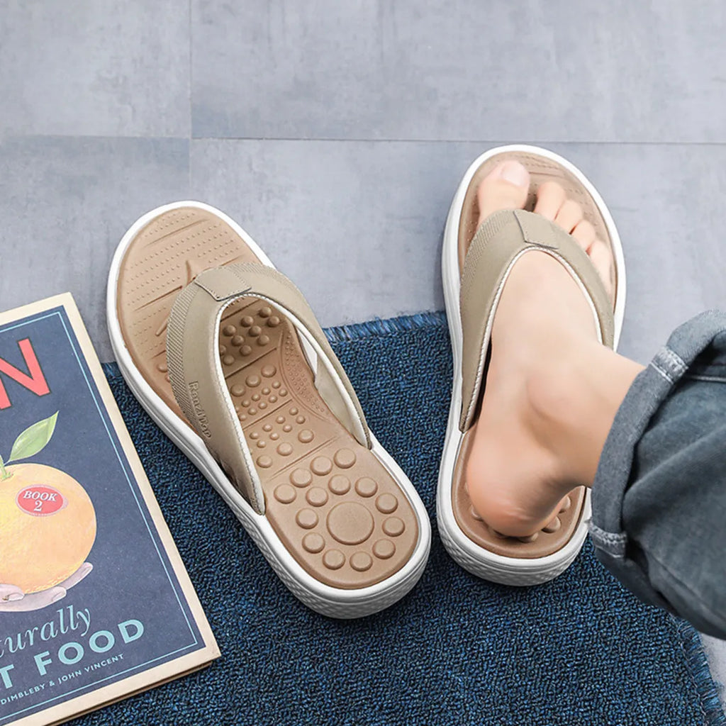 Plush Fashion Hub toe post platform sandals with cushioned footbed and chunky heel, stylish for casual summer wear.