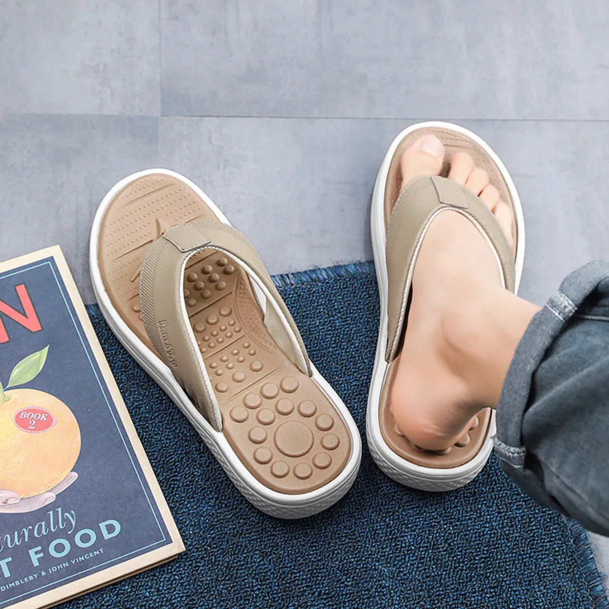 Plush Fashion Hub toe post platform sandals with cushioned footbed and chunky heel, stylish for casual summer wear.