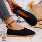 Shopimist round toe flats slip-ons with sleek design, featuring comfortable slip-on style and neutral color for everyday wear.