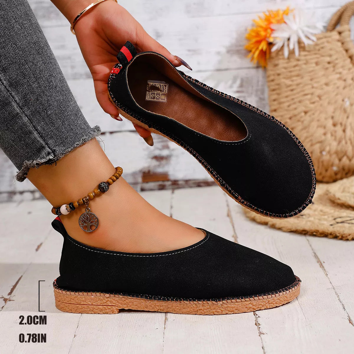 Shopimist round toe flats slip-ons with sleek design, featuring comfortable slip-on style and neutral color for everyday wear.