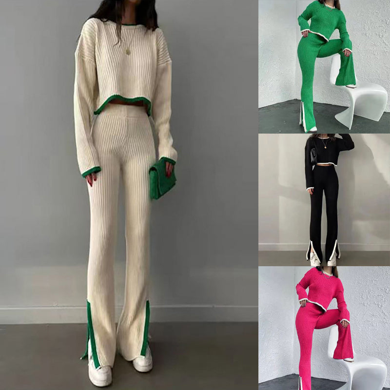 Women’s casual color-block two-piece set by Plush Fashion Hub, featuring a relaxed fit and stylish design in vibrant colors.
