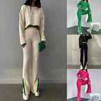 Women’s casual color-block two-piece set by Plush Fashion Hub, featuring a relaxed fit and stylish design in vibrant colors.