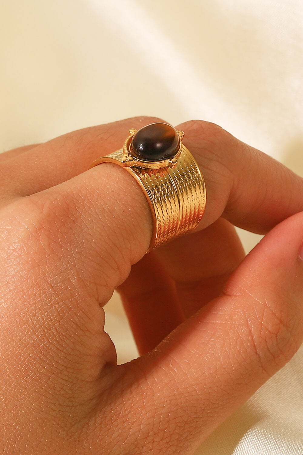 18K gold-plated wide open ring from Plush Fashion Hub, showcasing a sleek and modern design with a polished finish.
