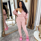 Modern Zip-Front Long Sleeve Two-Piece Set