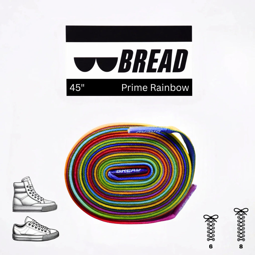 Colorful Prime Rainbow elastic shoelace by Plush Fashion Hub, showcasing vibrant rainbow hues and stretchy, durable design.