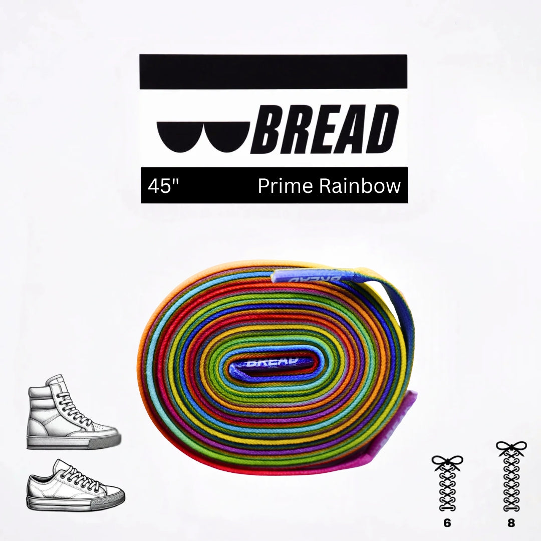 Colorful Prime Rainbow elastic shoelace by Plush Fashion Hub, showcasing vibrant rainbow hues and stretchy, durable design.