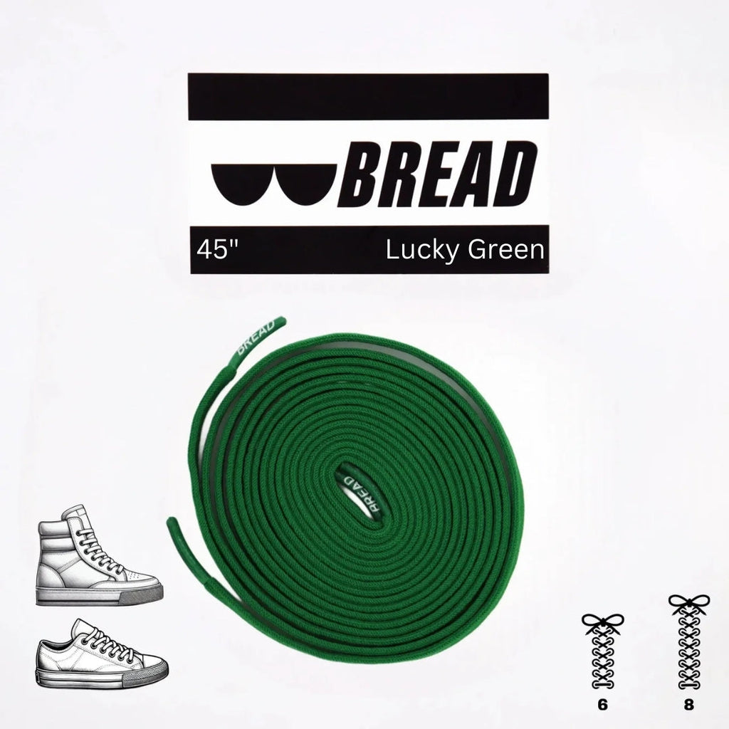 Lucky Green elastic shoelace by Plush Fashion Hub, showing close-up of flexible, vibrant green laces for sneakers.