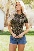 Threaded Pear Annabelle Print Mock Slim Tee, stylish casual top with a printed design, slim fit, and soft fabric.