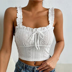 Women's elegant lace camisole top by FitiqueFit, showcasing a flattering casualwear top with delicate lace details.
