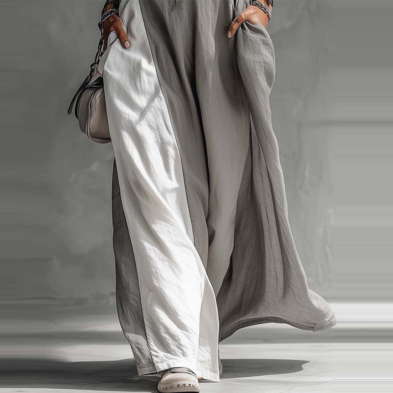 Off-shoulder color-block flared maxi dress by FitiqueFit with pockets, available in five colors, shown on a model.