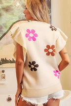 BiBi Flower Printed Ruffled Sleeves Top