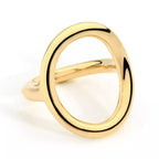 18K gold-plated copper round ring with a smooth, shiny finish, showcasing elegant jewelry craftsmanship.