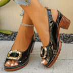 Shopimist peep toe block heels sandals with open toe design and sturdy block heel, perfect for stylish summer footwear.