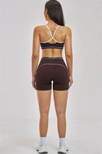Fitglutes Activewear sports bra and shorts 2-piece set, high-waisted gymwear with supportive sports bra and matching athletic shorts.