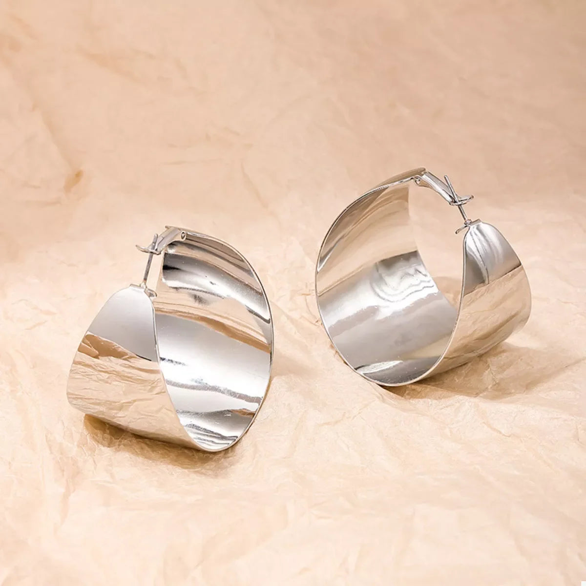 Shopimist alloy wide hoop earrings, large gold-toned hoops with a smooth finish, stylish jewelry for everyday wear.