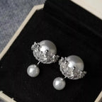 Shopimist pearl stud earring featuring a smooth white pearl set in a classic metal post, perfect for elegant everyday wear.