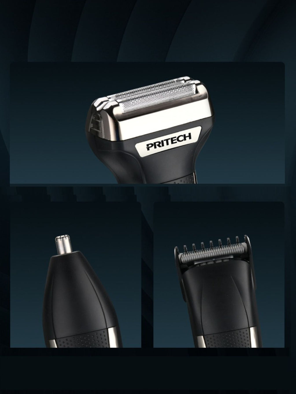 Portable 3-in-1 electric grooming shaver set by Trendsi featuring multiple attachments for beard, hair, and body grooming.