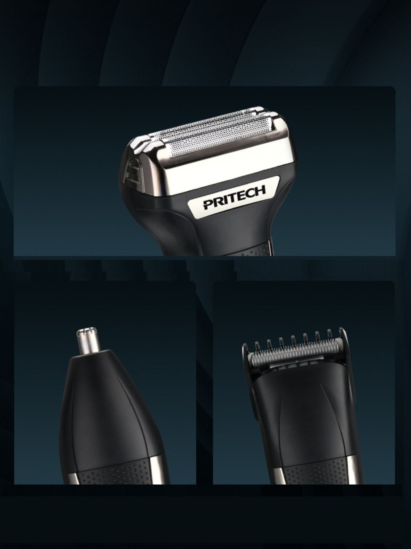 Portable 3-in-1 electric grooming shaver set by Trendsi featuring multiple attachments for beard, hair, and body grooming.