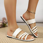 Open toe flats sandals by Shopimist featuring a sleek design and comfortable fit, perfect for casual summer wear.