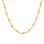 18K gold-plated cross necklace with detailed pendant, showcasing a stylish and elegant jewelry piece.