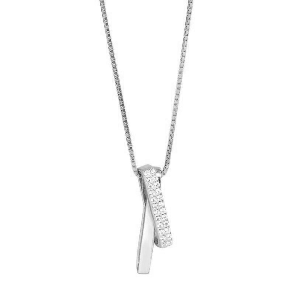 Sterling silver zircon pendant necklace with intricate design, featuring sparkling zircon stones on a delicate chain.