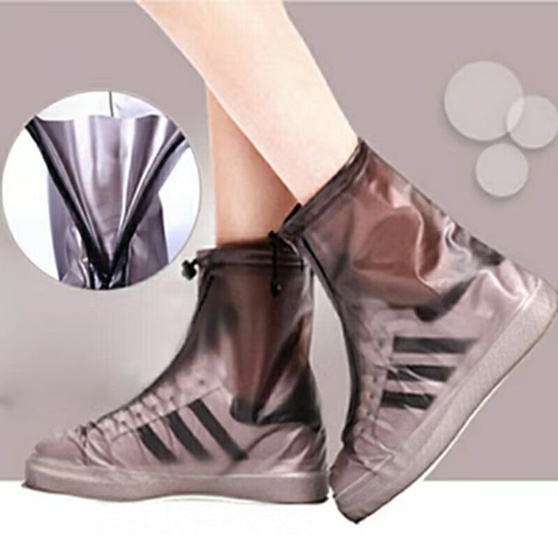 Waterproof Shoe Covers with Zipper, Thickened Rain Boot Covers, PVC Mid-Calf Shoe Covers for Travel