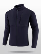 Plus size men's full-zip fleece jacket by Shopimist, showcasing a cozy, black fleece with a front zipper and stand collar.