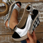 Shopimist open toe wedge sandals with a natural cork heel and stylish straps, perfect for summer footwear.