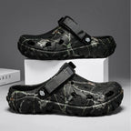 Men's printed round toe sandals by Trendsi, showcasing stylish open-toe footwear with vibrant print design and comfortable sole.