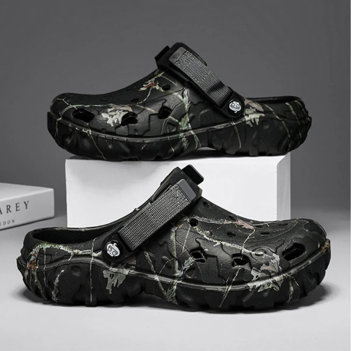 Men's printed round toe sandals by Trendsi, showcasing stylish open-toe footwear with vibrant print design and comfortable sole.