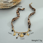 Leopard Series Love Sun Pendant made of stainless steel, featuring a detailed leopard and sun design, from Plush Fashion Hub.