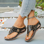 Shopimist toe post wedge sandals with comfortable straps and cork wedge heel, perfect for casual summer wear.
