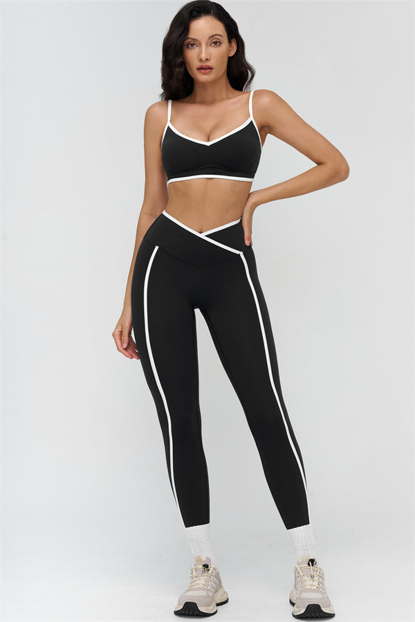 Fitglutes Activewear sports bra and leggings 2-piece set with contrast design, ideal for gym workouts and activewear.