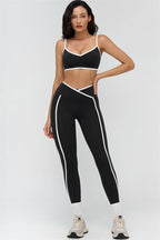Fitglutes Activewear sports bra and leggings 2-piece set with contrast design, ideal for gym workouts and activewear.