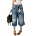 Washed Bleached Wide-Leg Straight Jeans