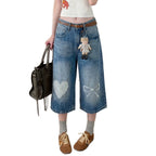 Washed Bleached Wide-Leg Straight Jeans
