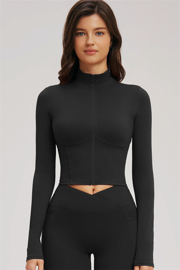 Fitglutes Activewear sports bra, zip jacket, and shorts 3-piece set, designed for workout and gym wear, shown in the image.