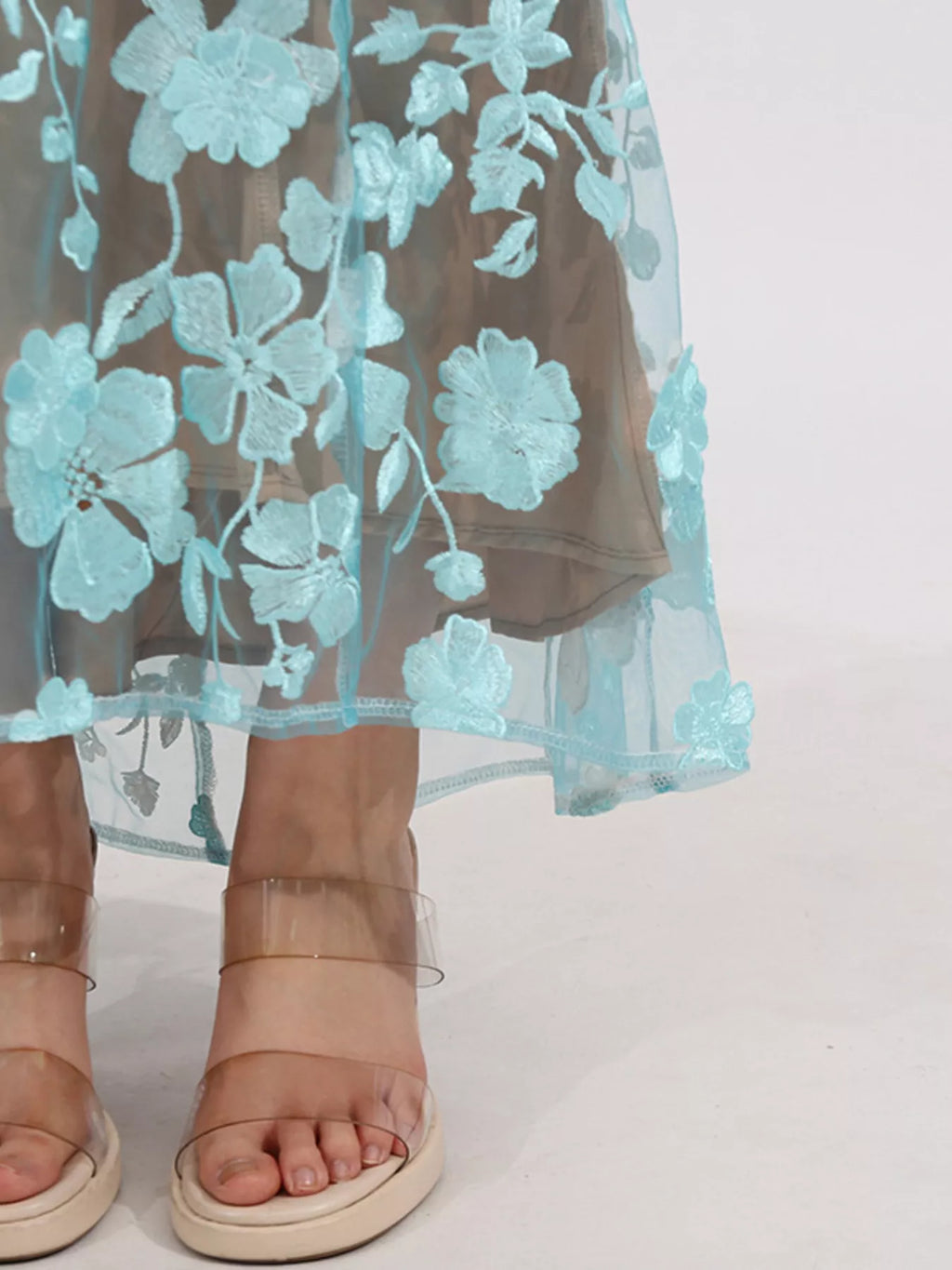 Floral embroidered tube maxi dress by Shopimist featuring vibrant flower patterns and a sleek, fitted silhouette.