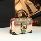 Leather Small Square Bag for Women, Fashionable Magenta Color, Handheld Mini Bag, Elegant and Stylish, Shoulder Crossbody Bag