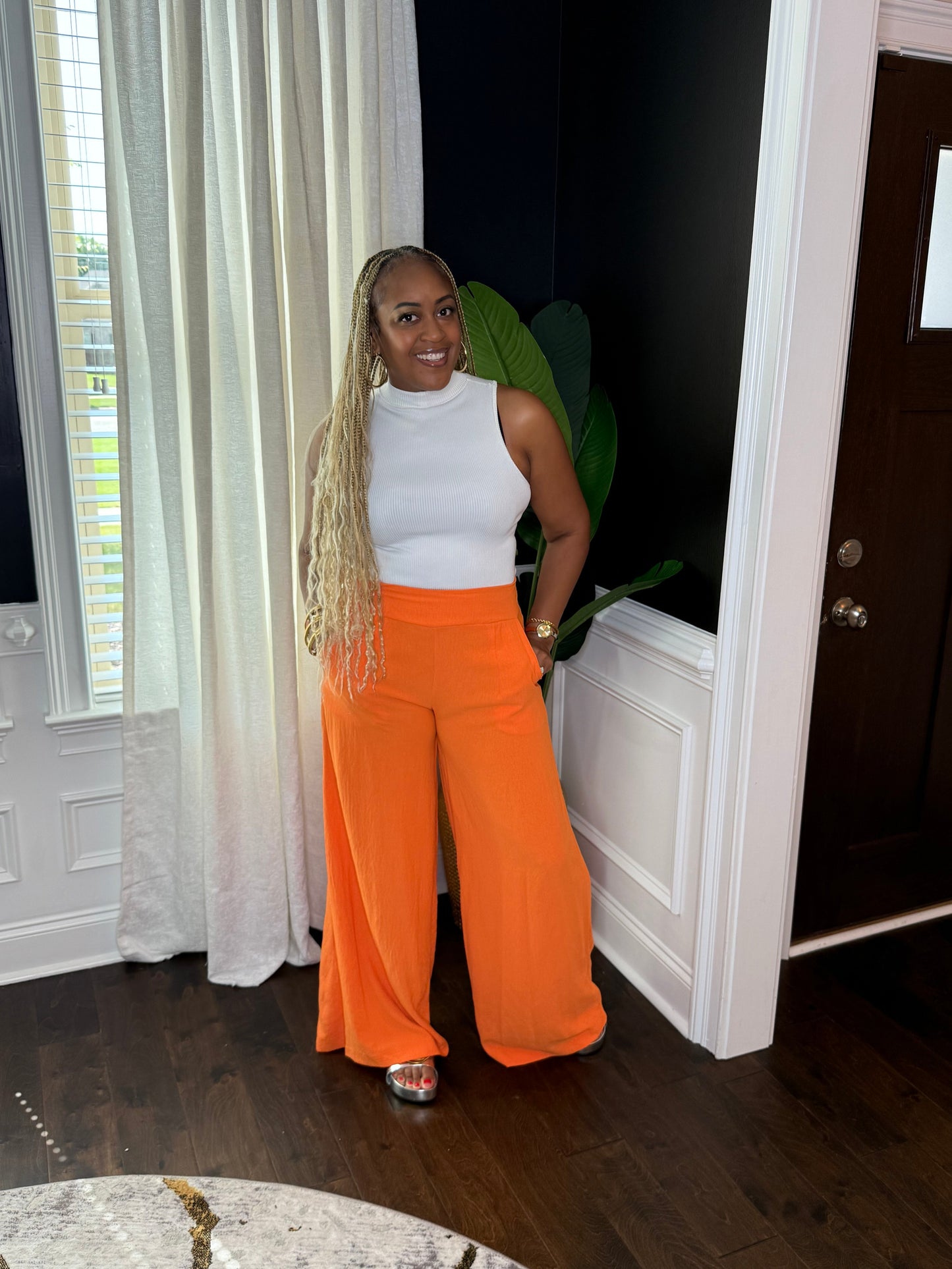 Orange Wide Leg Pants The Bella Noire Store