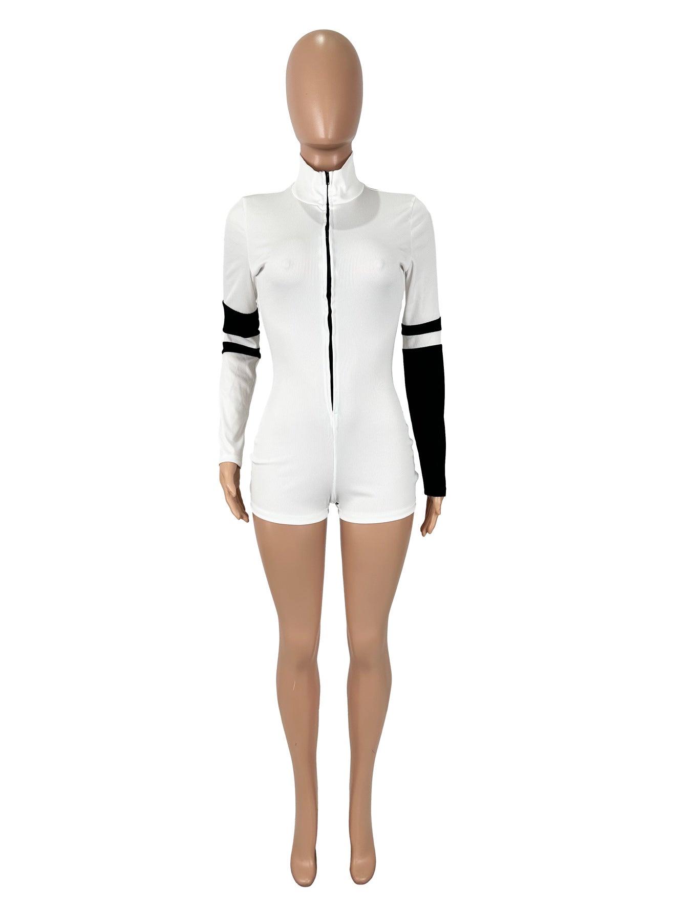 High Neck Zip-up Bodycon Jumpsuit for Women