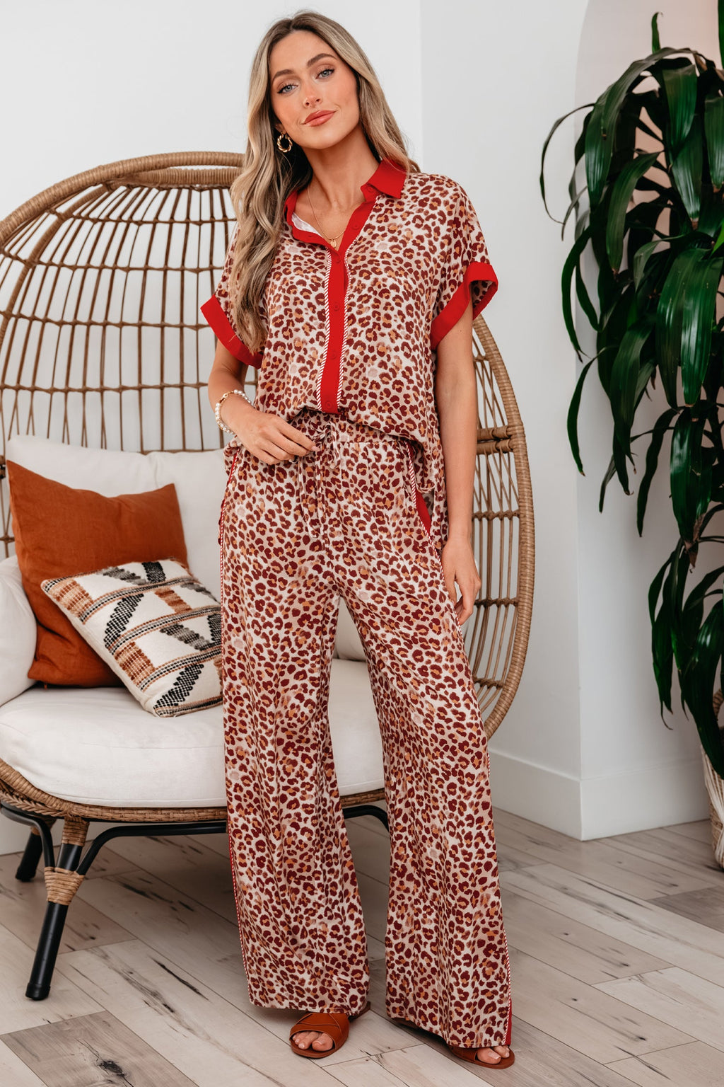 Nyla Contrast Lounge Set by Threaded Pear, stylish pant set with contrasting color details, perfect for casual and comfortable wear.