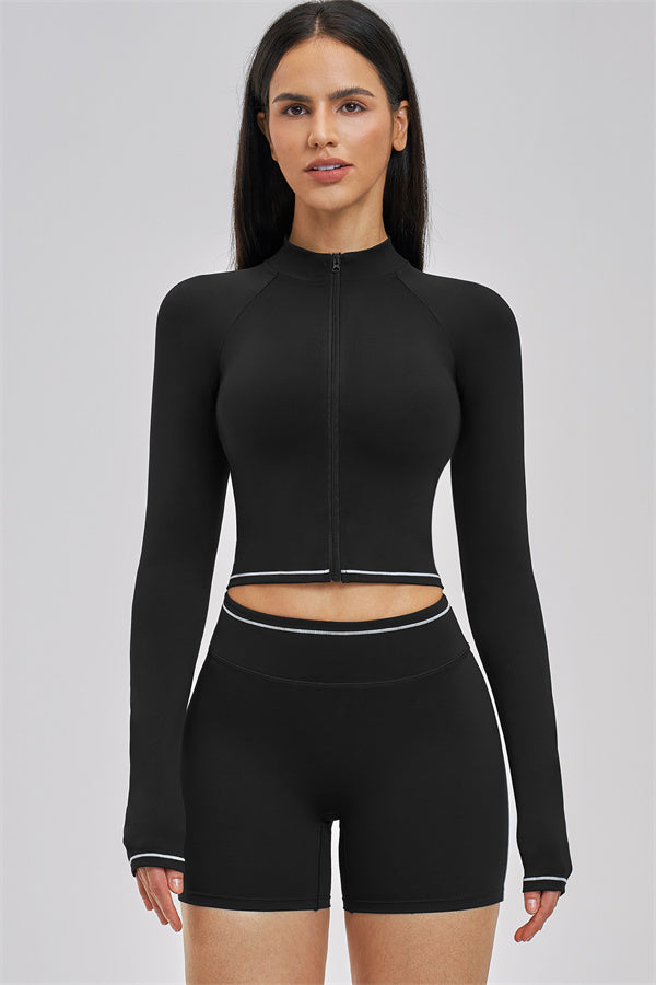 Fitglutes Activewear Unbound Jacket Shorts 2-piece set, stylish workout bottoms with a fitted design for gym and sports activities.
