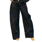 Curved Hem Stitched Denim Jeans