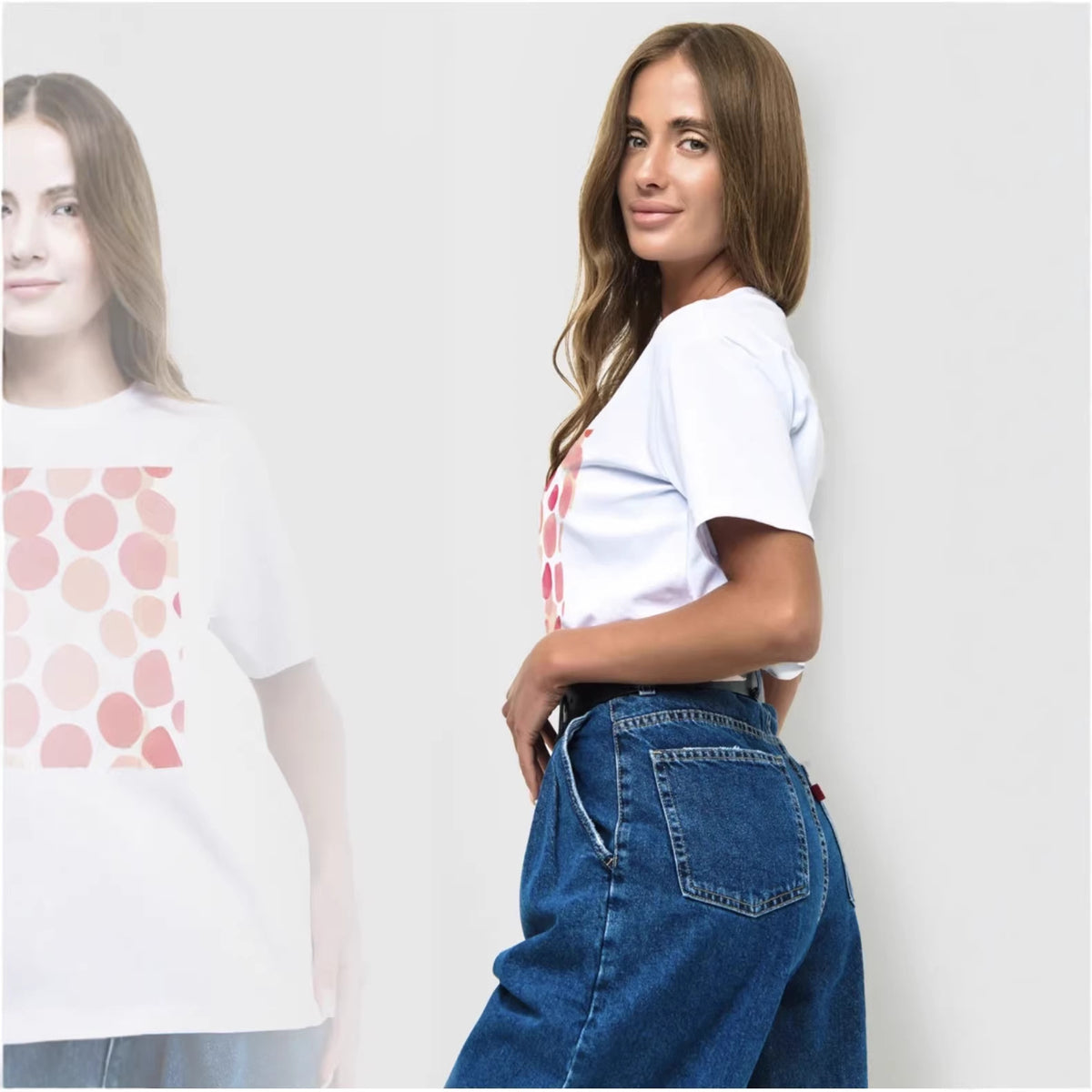 Eprolo women's round neck short-sleeved T-shirt, casual cotton top, white color, comfortable fit, front view.